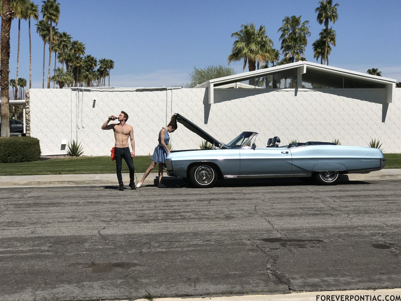 1967 Grand Prix convertible as prop in photo shoot, Palm Springs, March 2017